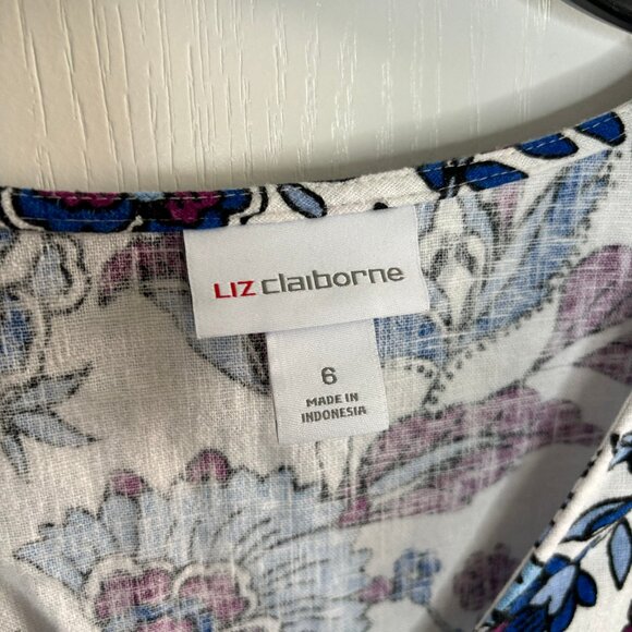 Liz Claiborne Women's Dress, White Floral A-Line Dress Elbow Sleeve Size 6 NEW - Picture 3 of 5